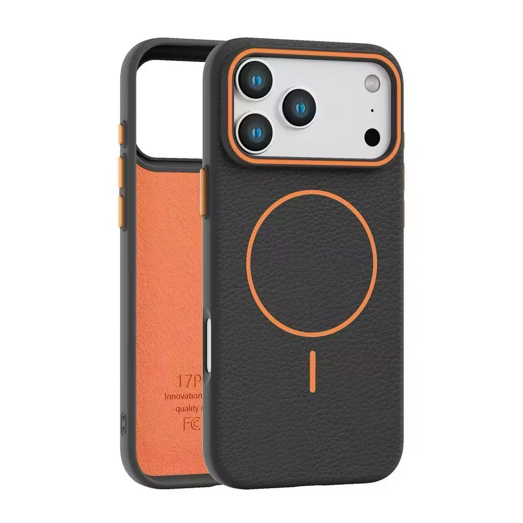 Coque de téléphone magnétique en TPU motif Litchi