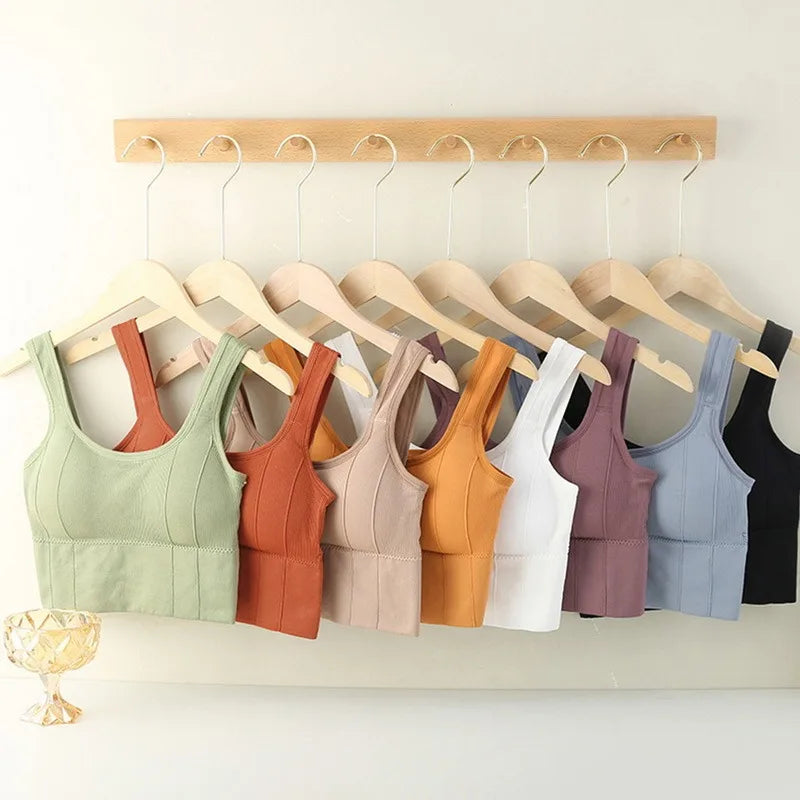 Soutien-gorge de sport respirant pour femme, haut de fitness anti-transpiration, soutien-gorge de yoga sans couture, haut court antichoc, soutien-gorge push-up, haut d'entraînement de gym