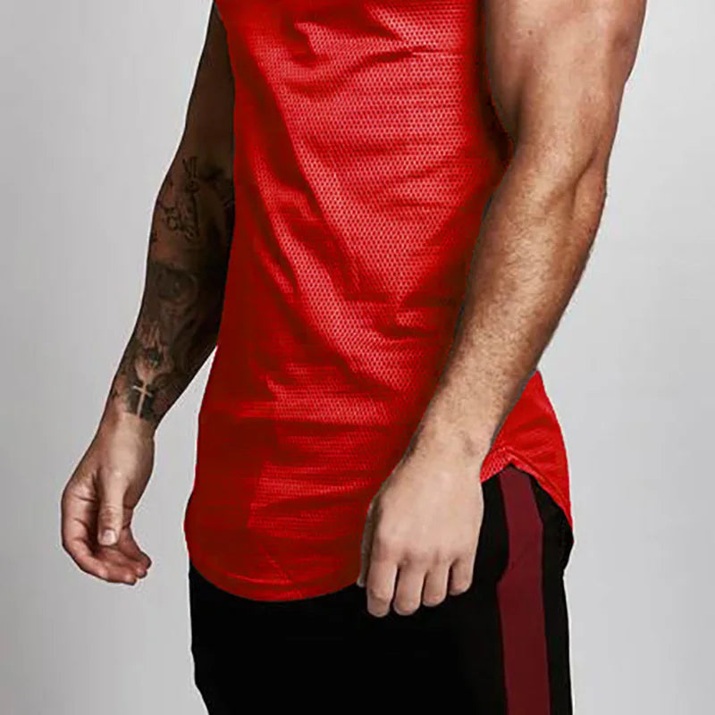 Économie de sport respirants à séchage rapide pour hommes, maillots de musculation coupe couvertes, ourlet arrondi, fibre précieuse, Y-Mesh, fitness musculaire